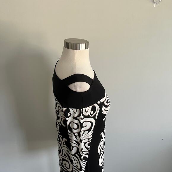 Cache Swirl Striped Cold Shoulder Tunic Dress XS Black Beige - Picture 5 of 7